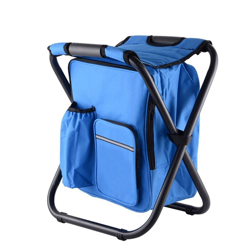 (image for) IPRee Outdoor Folding Camping Fishing Chair Stool Portable Backpack Cooler Insulated Picnic Bag Hiking Seat Table Bag Camping Fishing Gear